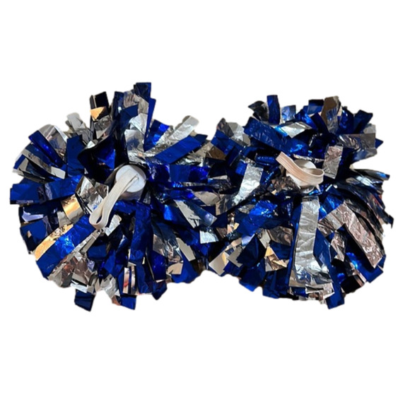 CHEERLEADING PomPoms - Blue and Silver. Set of 2. - Picture 2 of 2